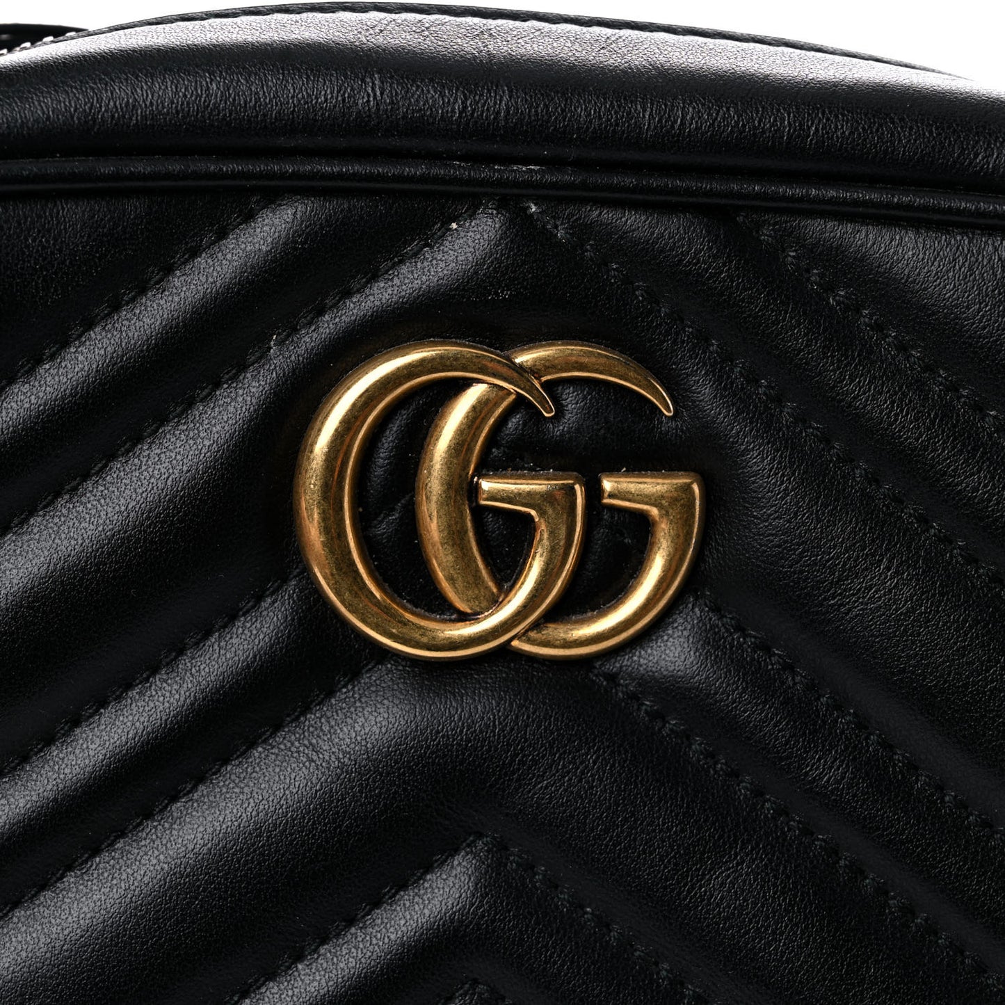 Calfskin Matelasse Mini GG Marmont Chain Shoulder Bag Black
