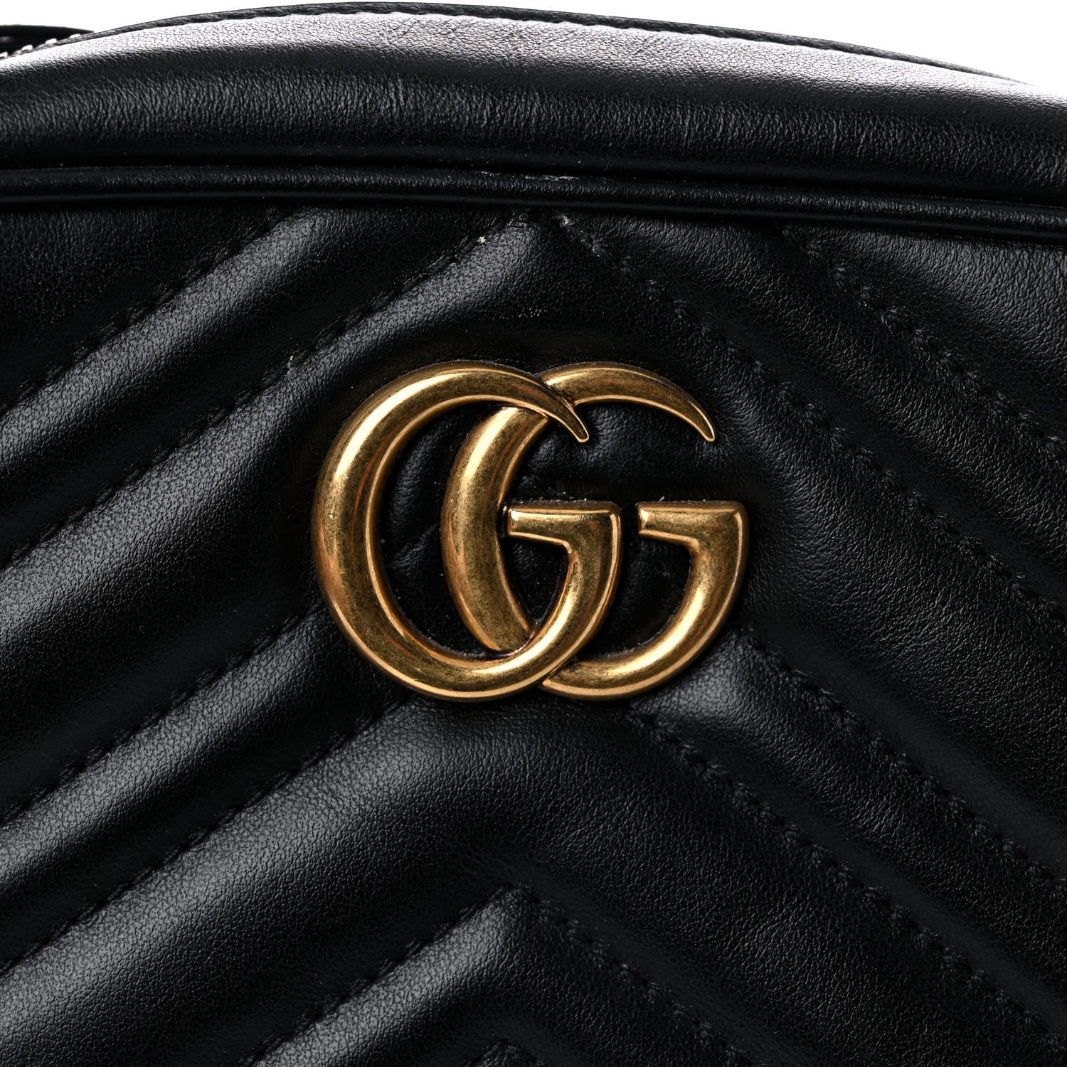 Gucci Calfskin Matelasse Mini GG Marmont Chain Shoulder Bag Black 16 of 17