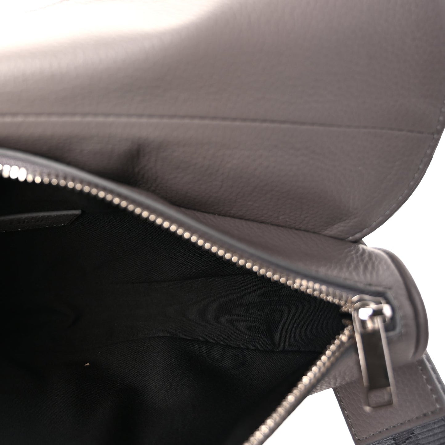 Grained Calfskin Mens Saddle Bag  Grey