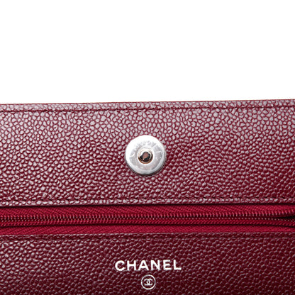 Chanel Caviar Quilted Wallet on Chain WOC Burgundy 15 of 18