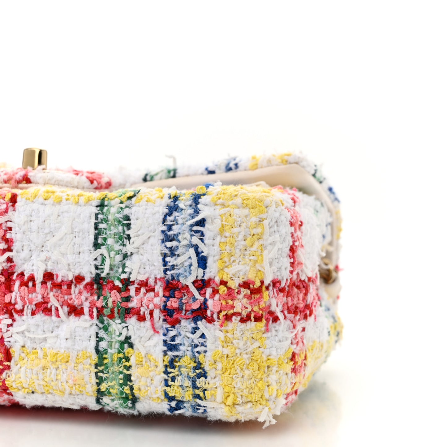 Tweed Quilted Mini Rectangular Flap White Multicolor