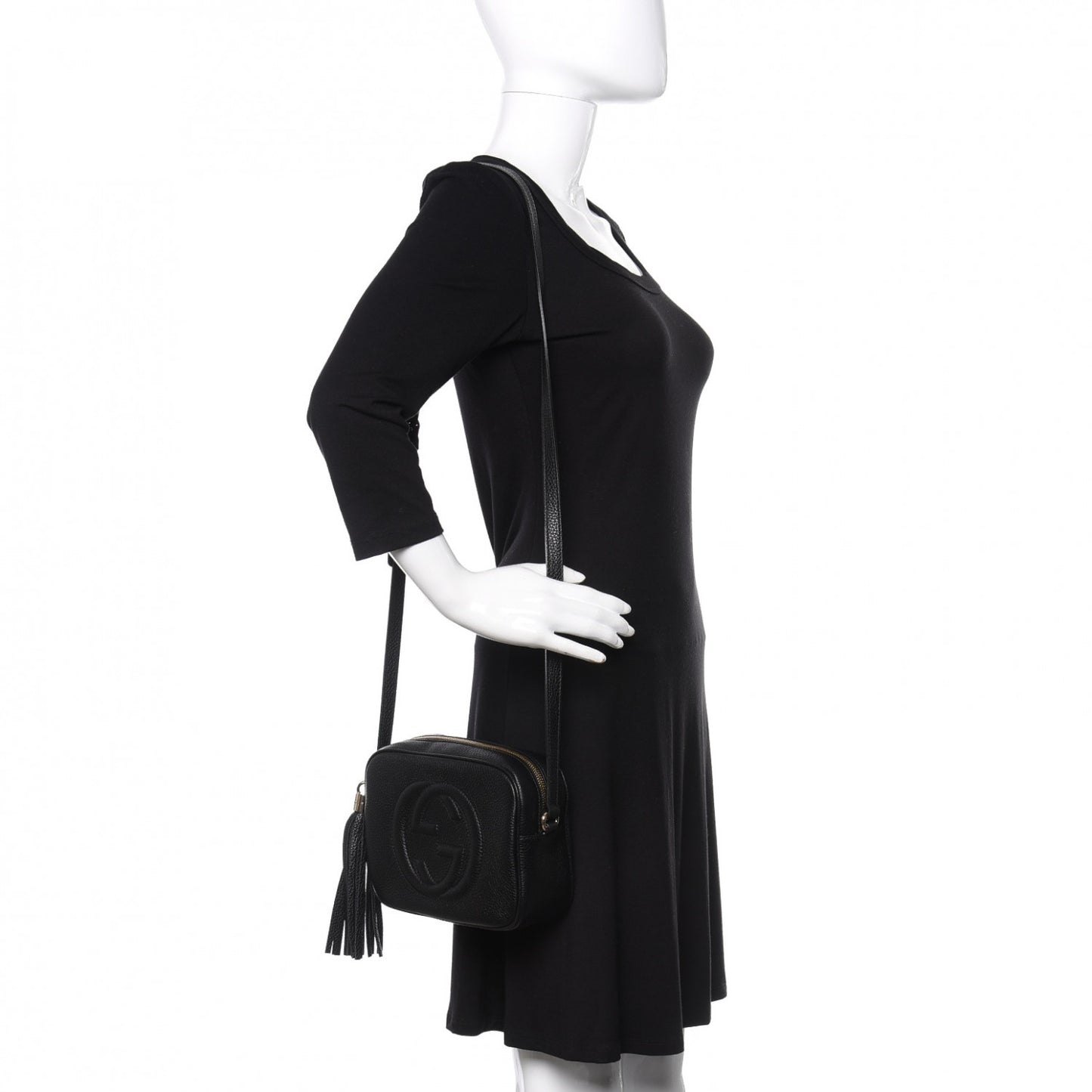 Pebbled Calfskin Small Soho Disco Bag Black