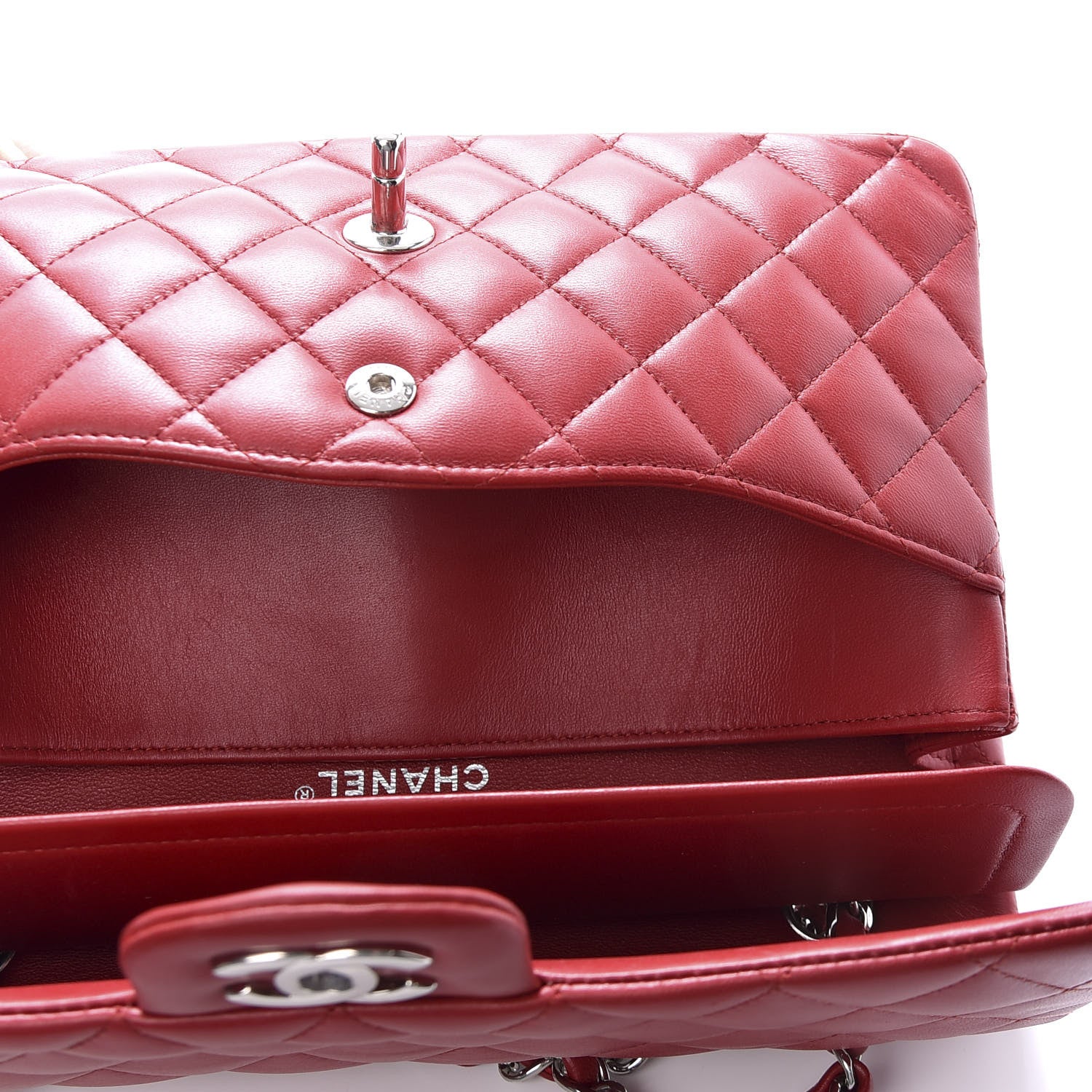 Chanel Lambskin Quilted Medium Double Flap Red 8 of 11