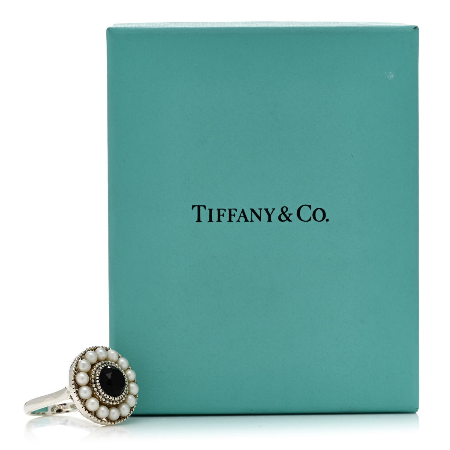 Sterling Silver Black Onyx Freshwater Pearl Ziegfeld Ring 57 8