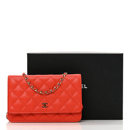 Chanel Caviar Quilted Wallet on Chain WOC Orange 12 of 12
