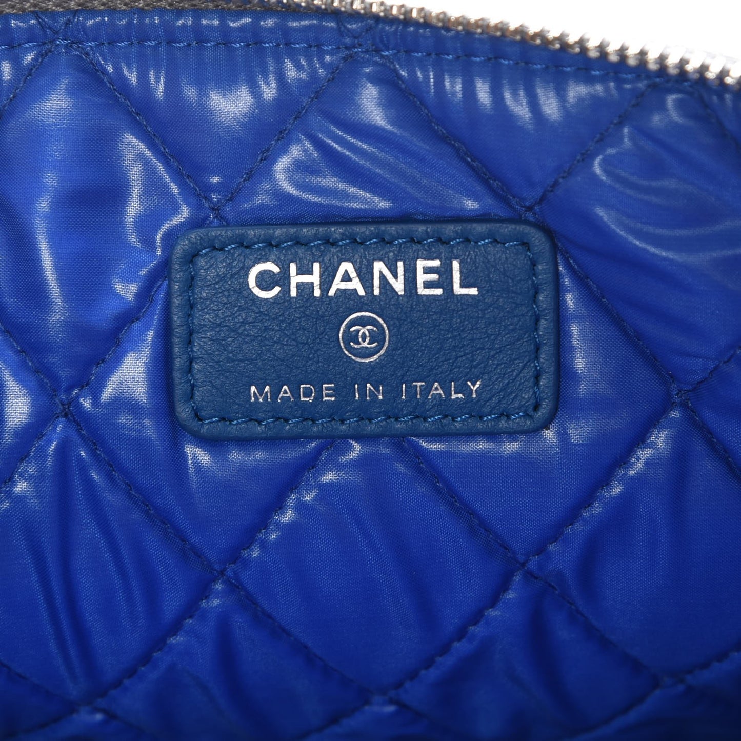 Metallic Lambskin Quilted Medium Data Center Cosmetic Case Silver