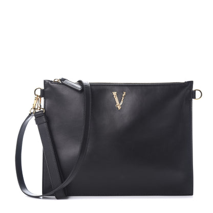 Versace Vitello Virtus Shoulder Bag Black 1 of 9