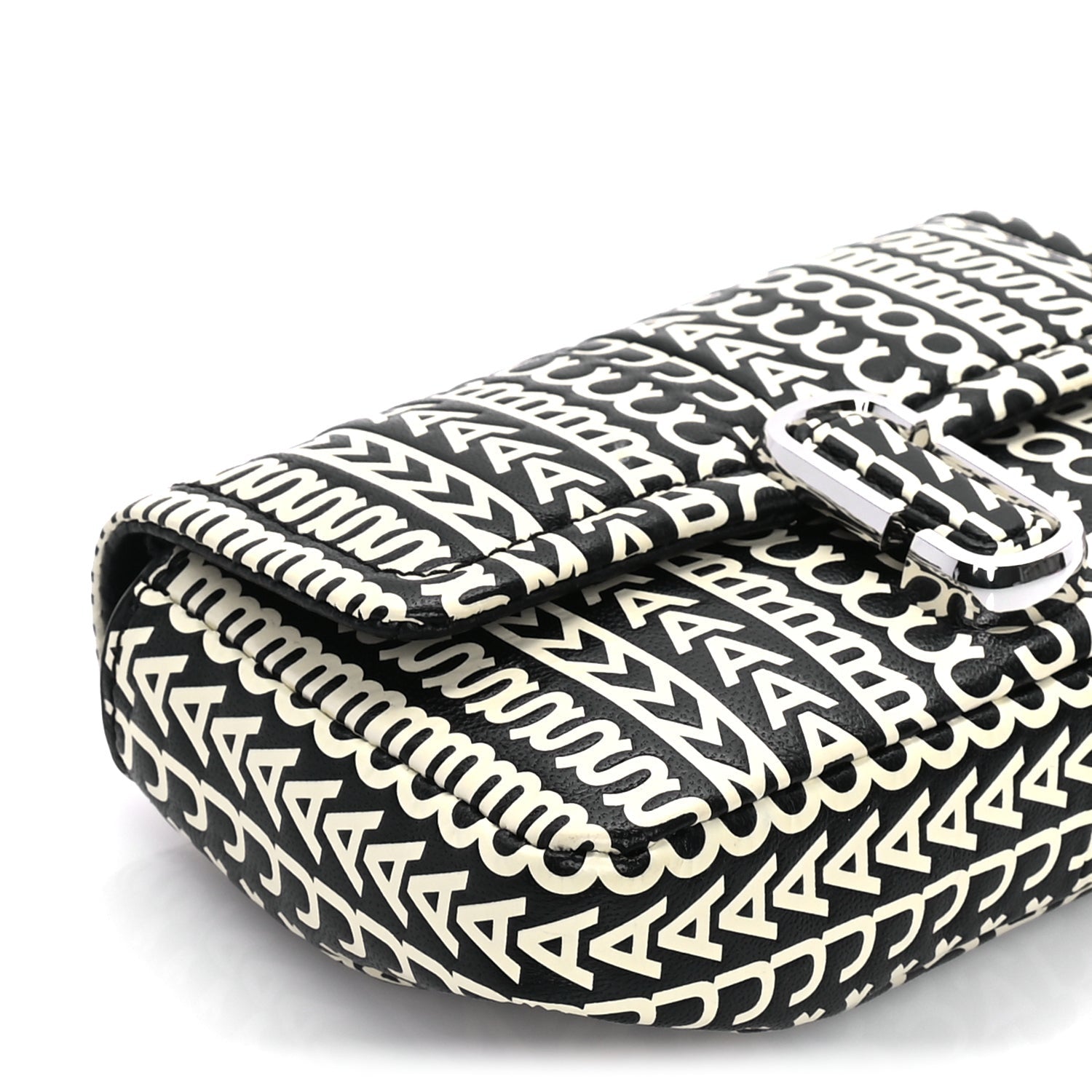 Marc Jacobs Calfskin The Monogram J Marc Shoulder Bag Black White 7 of 7