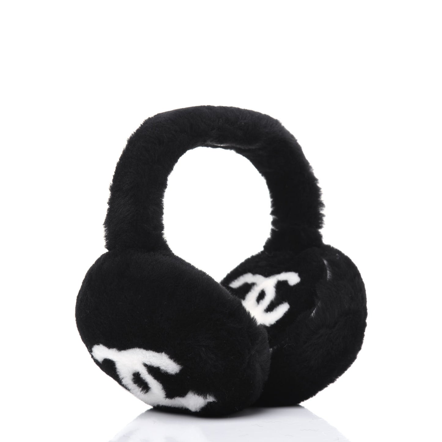 Shearling CC Ear Muffs Black White