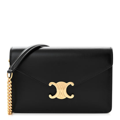 Celine Shiny Calfskin Triomphe Margo Wallet on Chain Black 1 of 11