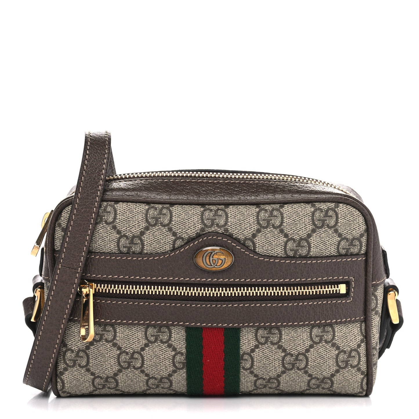 GG Supreme Monogram Web Mini Ophidia Shoulder Bag Brown