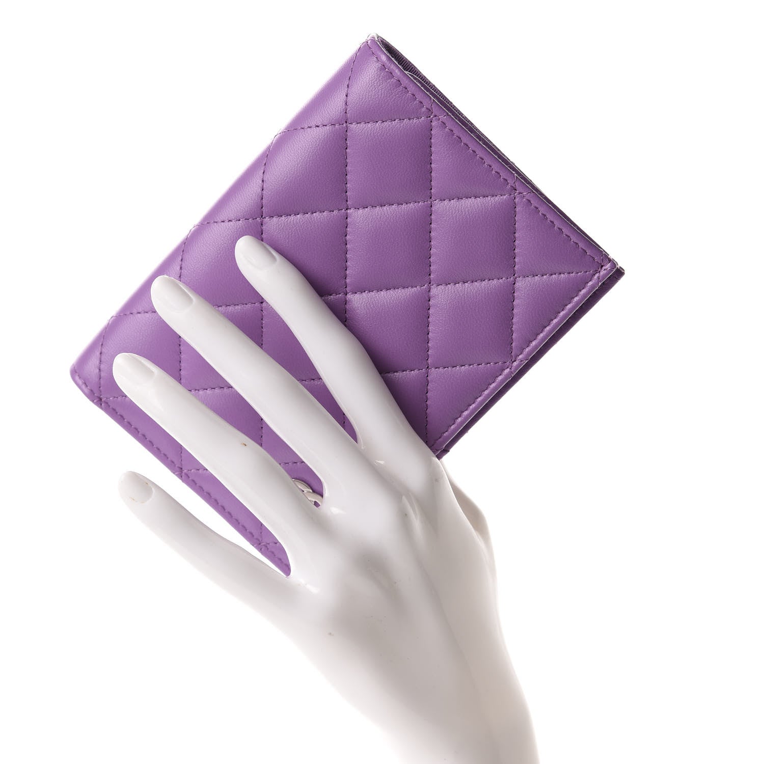 Chanel Lambskin Quilted Passport Holder Purple 2 of 8