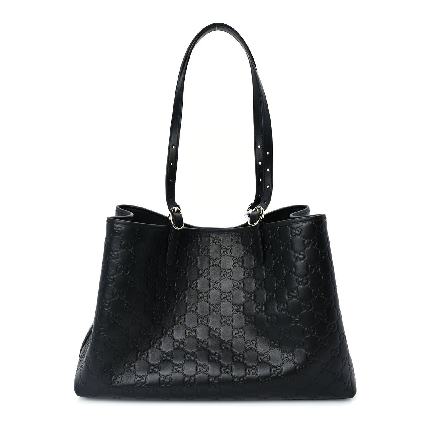 Calfskin GG Monogram Emblem Large Tote Bag  Black