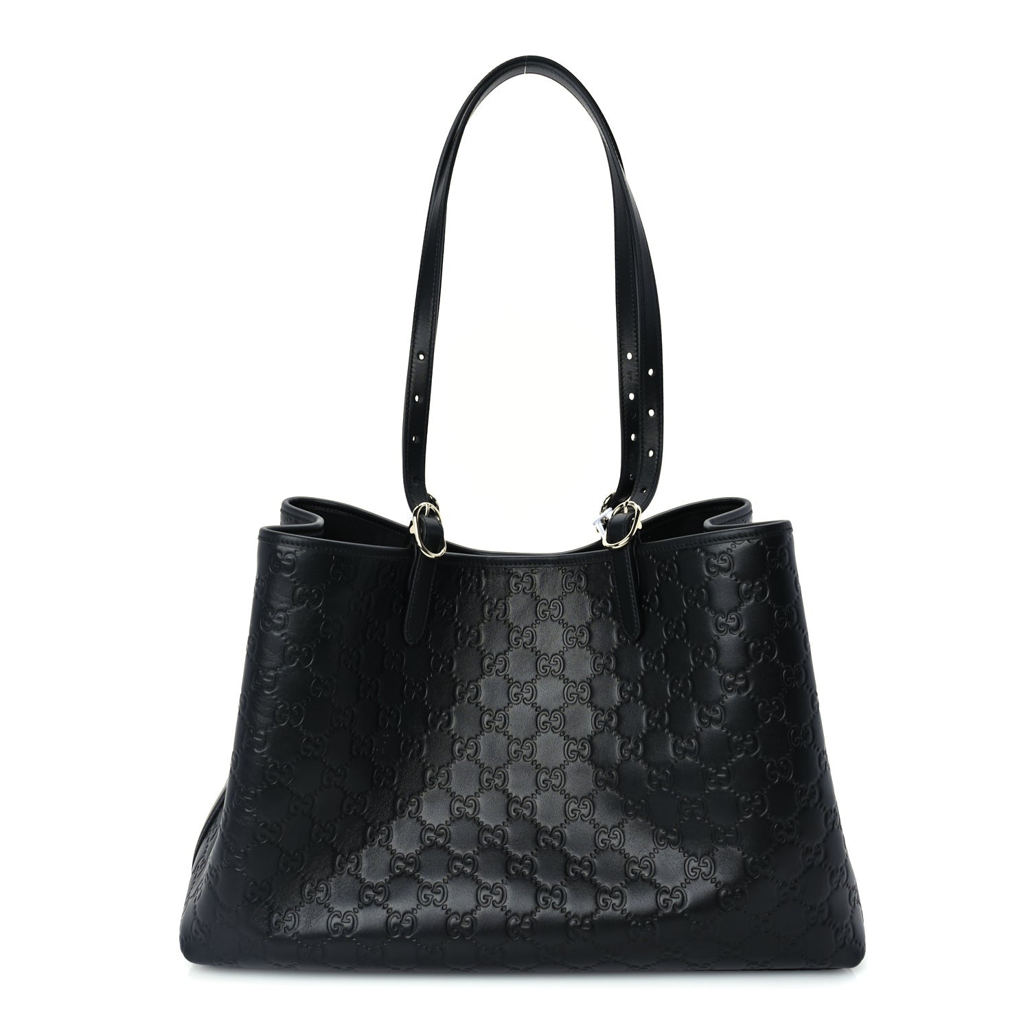 Gucci Calfskin GG Monogram Emblem Large Tote Bag  Black 1 of 8