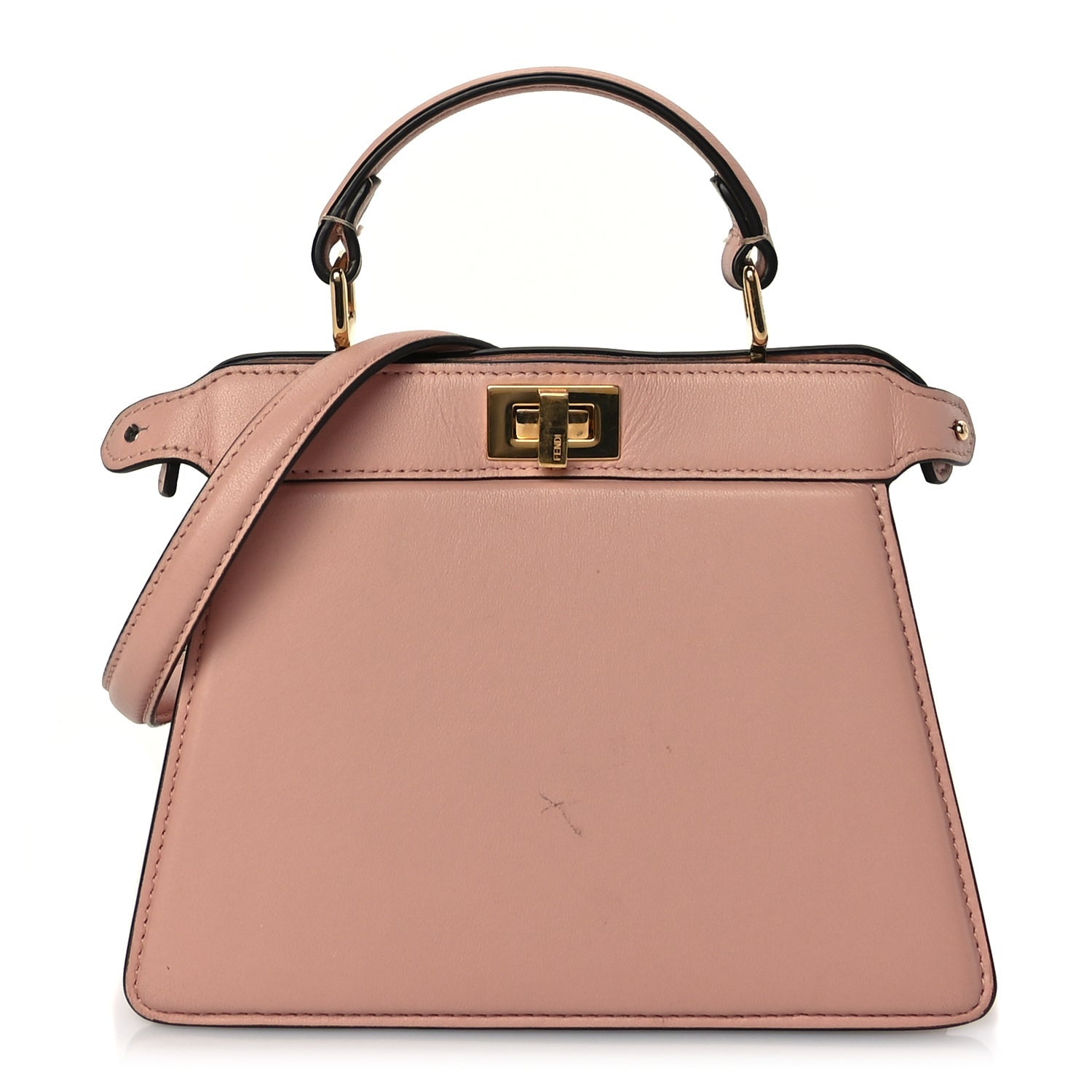Fendi Shiny Nappa Petite Peekaboo I SEE U Satchel Baby Pink 1 of 9