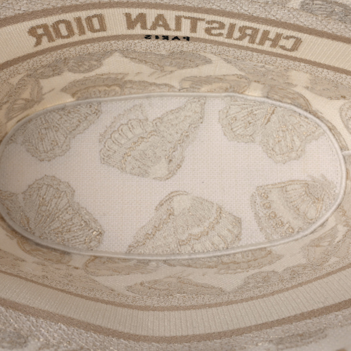 Canvas Embroidered Butterfly Brocart Hat Basket Bag White Gold