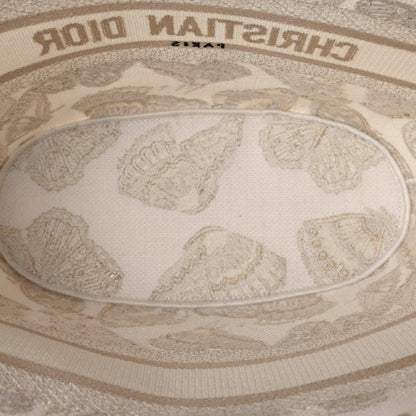 Christian Dior Canvas Embroidered Butterfly Brocart Hat Basket Bag White Gold 5 of 9
