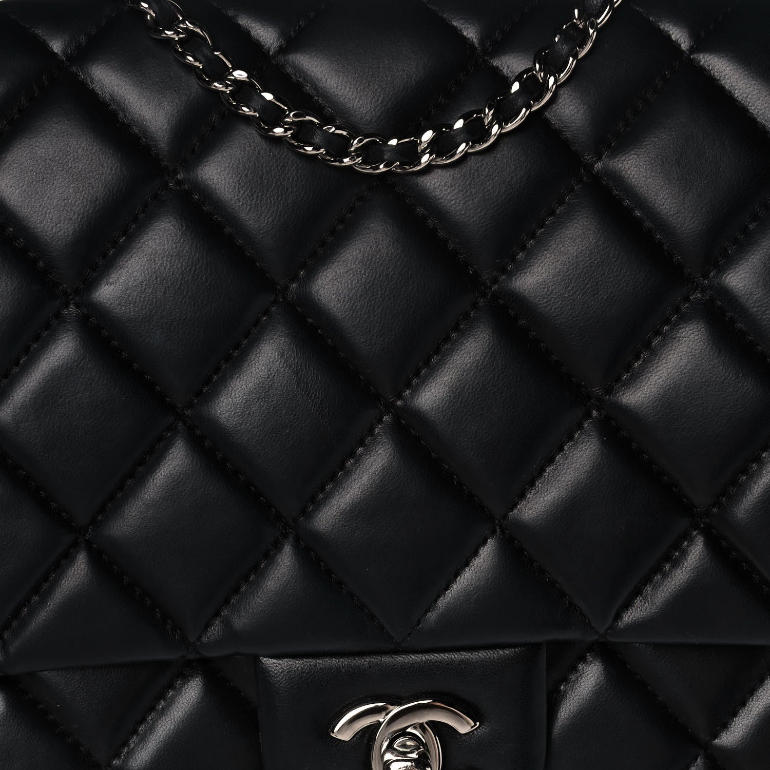 Chanel Lambskin Quilted Clutch With Chain Flap Black 11 of 14