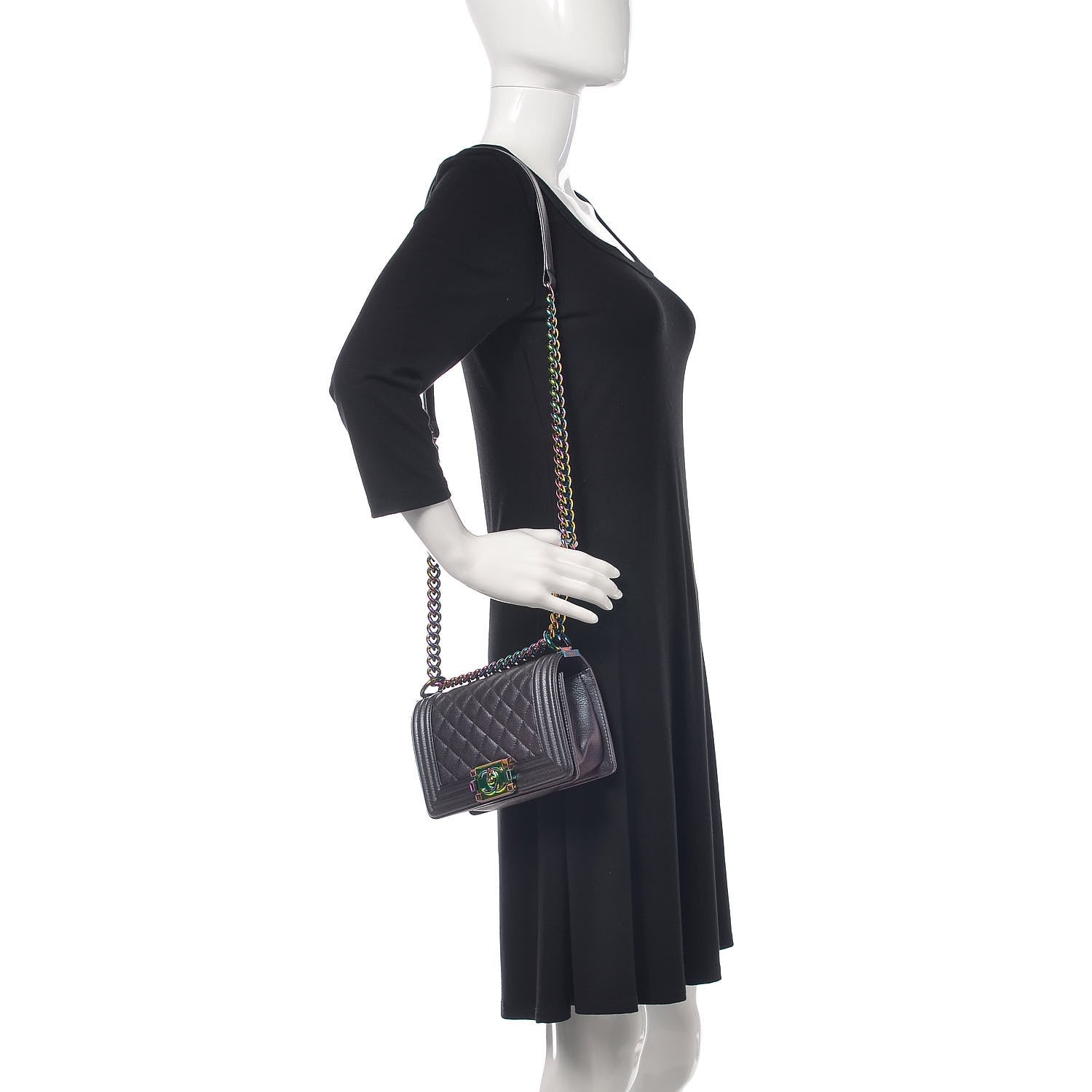 Chanel Iridescent Goatskin Quilted Small Boy Flap Purple 2 of 10