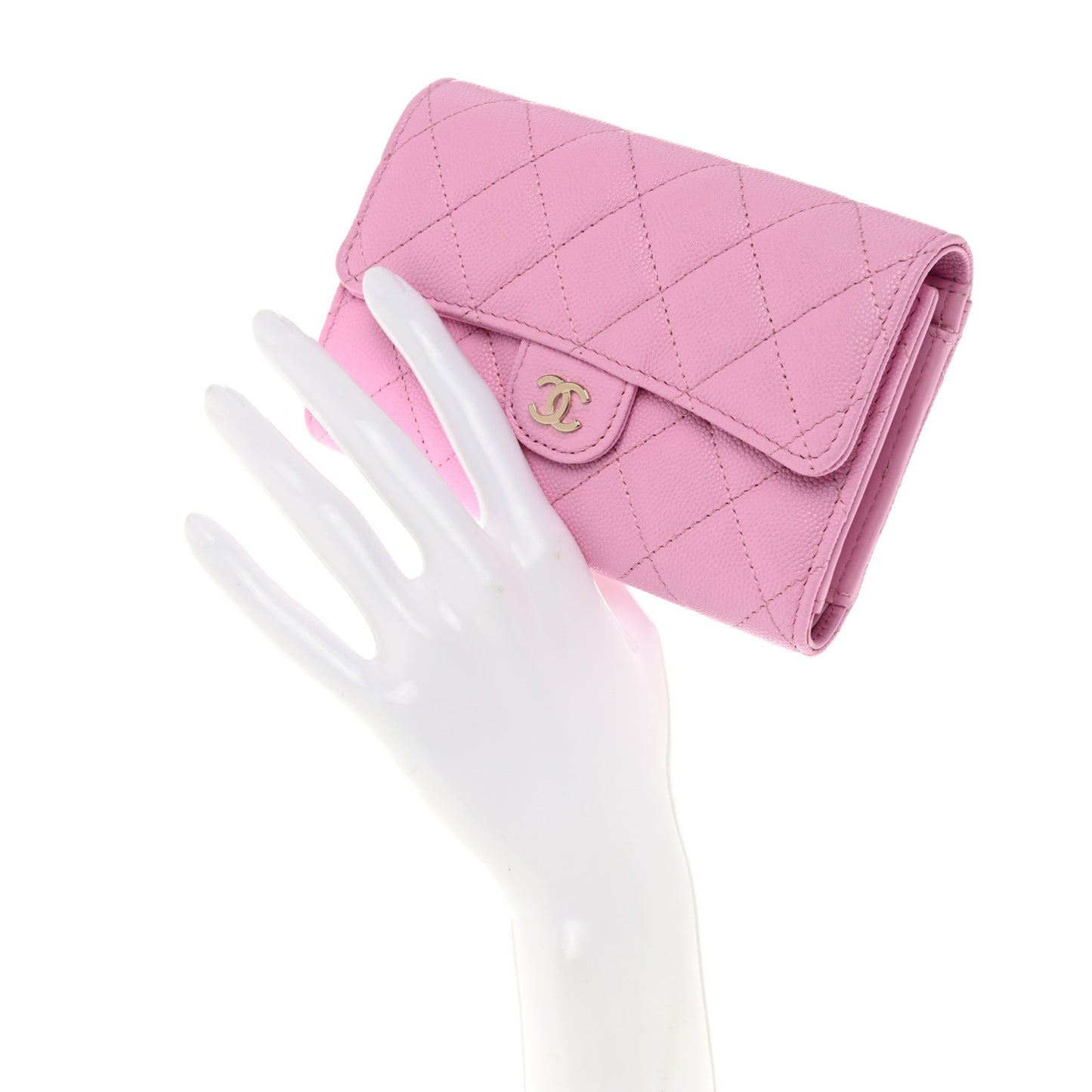 Caviar Quilted Medium Flap Wallet Pink