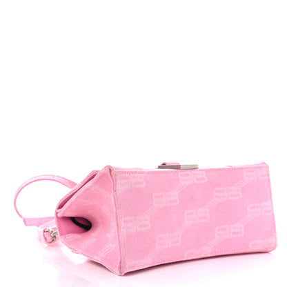 Balenciaga Washed Denim BB Monogram Hourglass Top Handle Bag Small Pink 4 of 10
