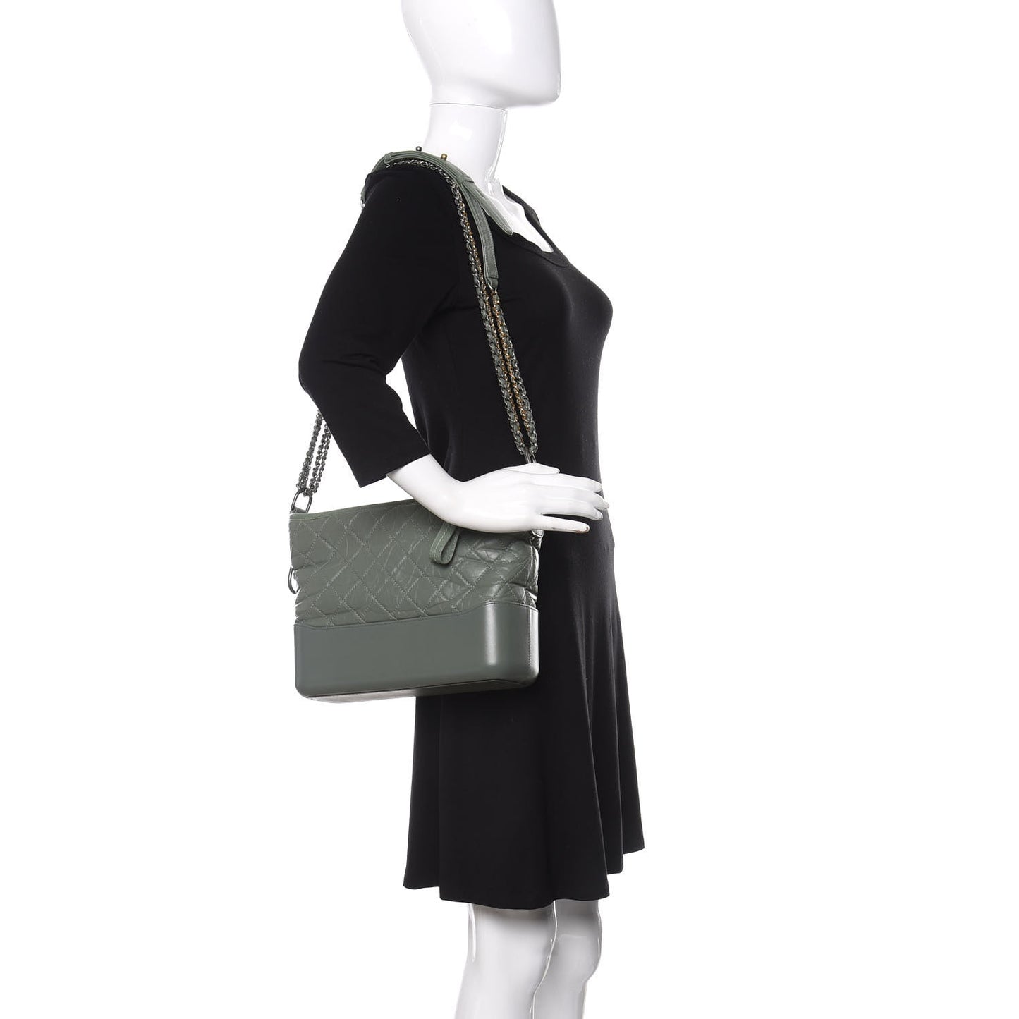 Aged Calfskin Quilted Medium Gabrielle Hobo Green