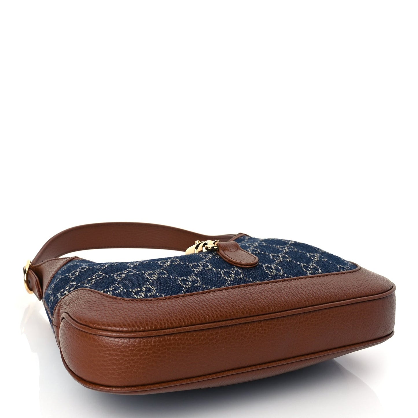 New Denim GG Monogram Calfskin Small Jackie 1961 Hobo Blue Tea Cuir