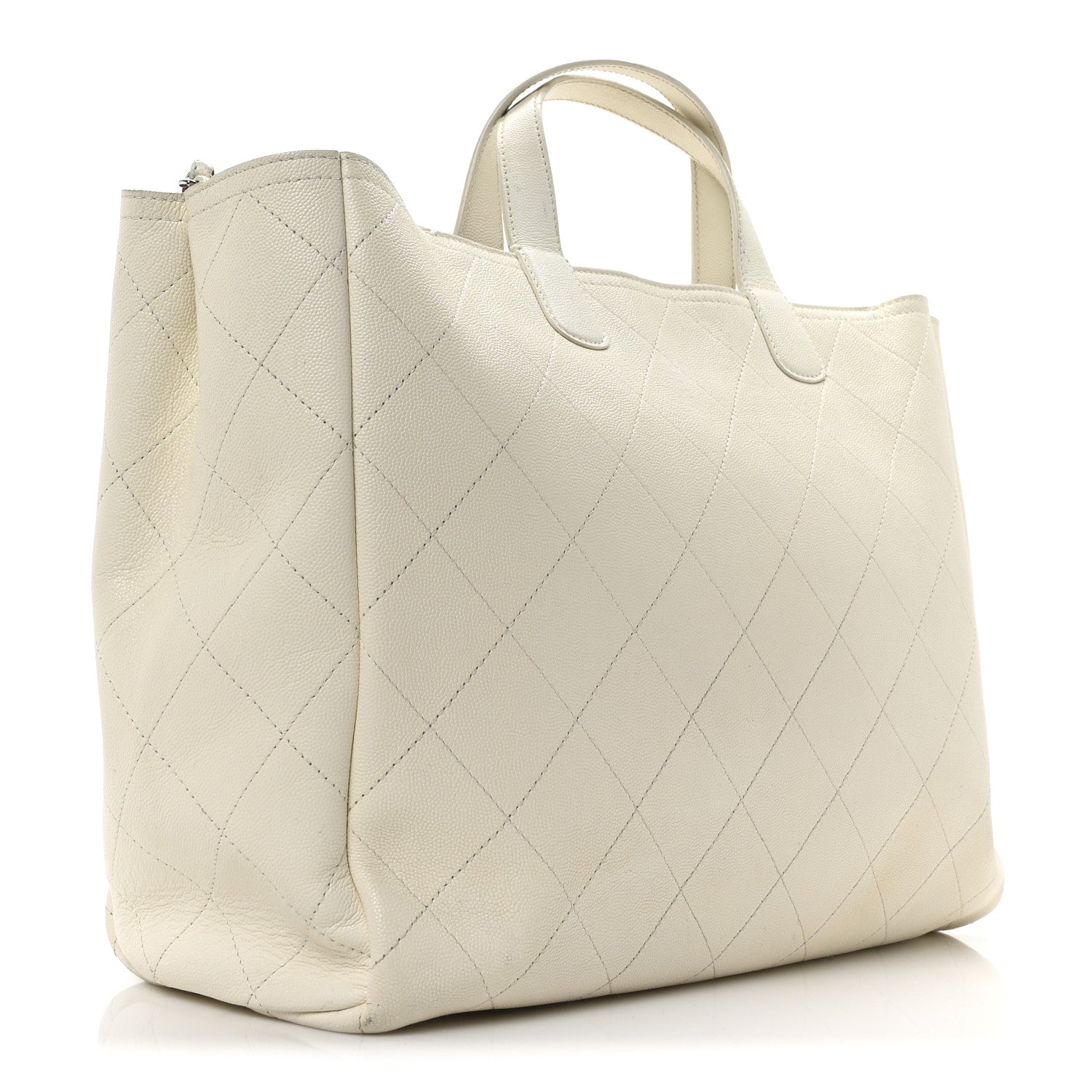 Chanel Caviar Stitched Large Lady Coco Shopping Tote White 3 of 10