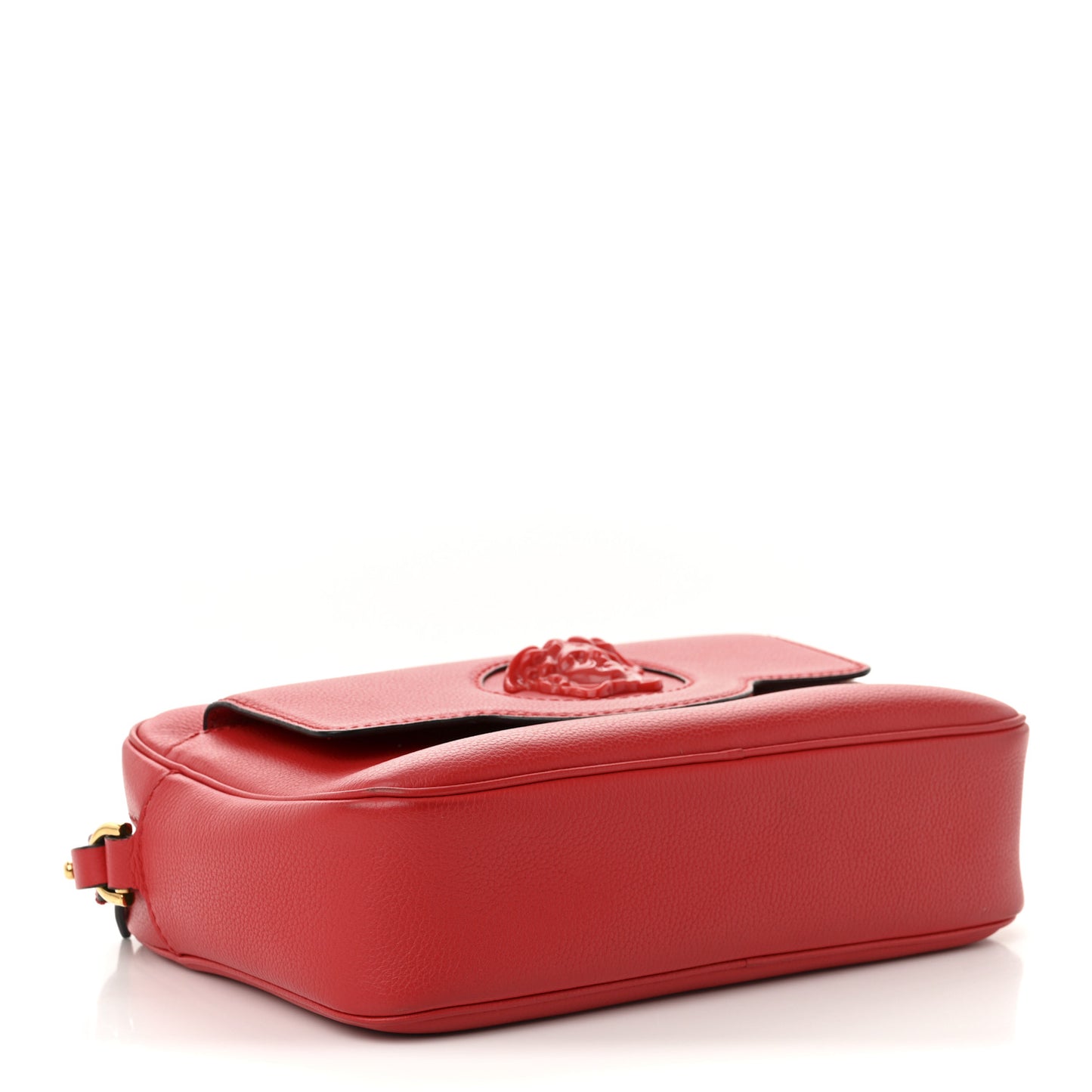Grained Calfskin Medusa Camera Bag Red