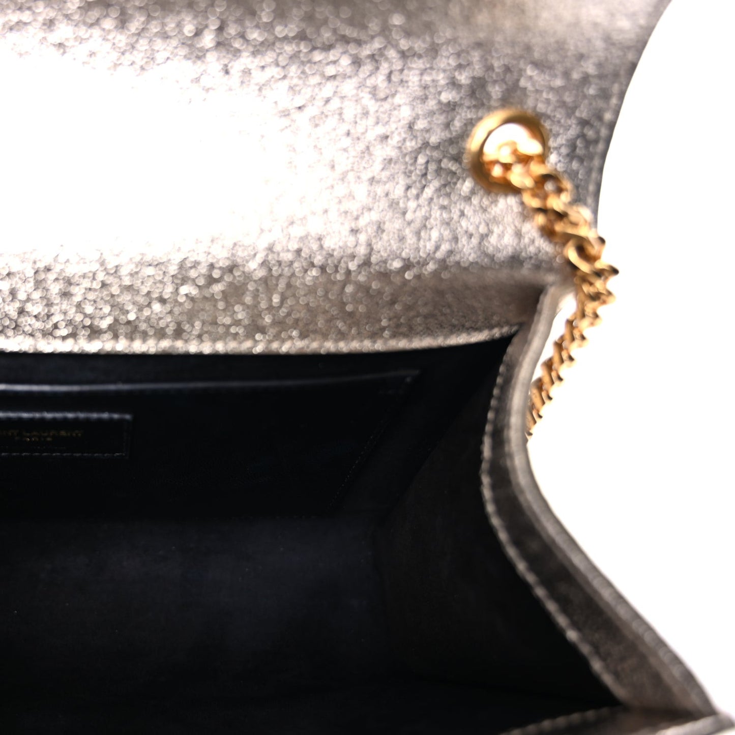 Metallic Calfskin Medium Classic Monogram Kate Satchel Pale Gold