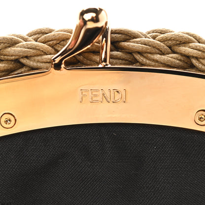 Fendi Fabric Jacquard FF Braided Shell Clutch Tobacco 12 of 18