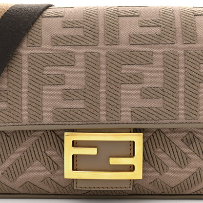 Fendi Canvas Vitello King FF Embroidered Baguette Nuvola 8 of 11