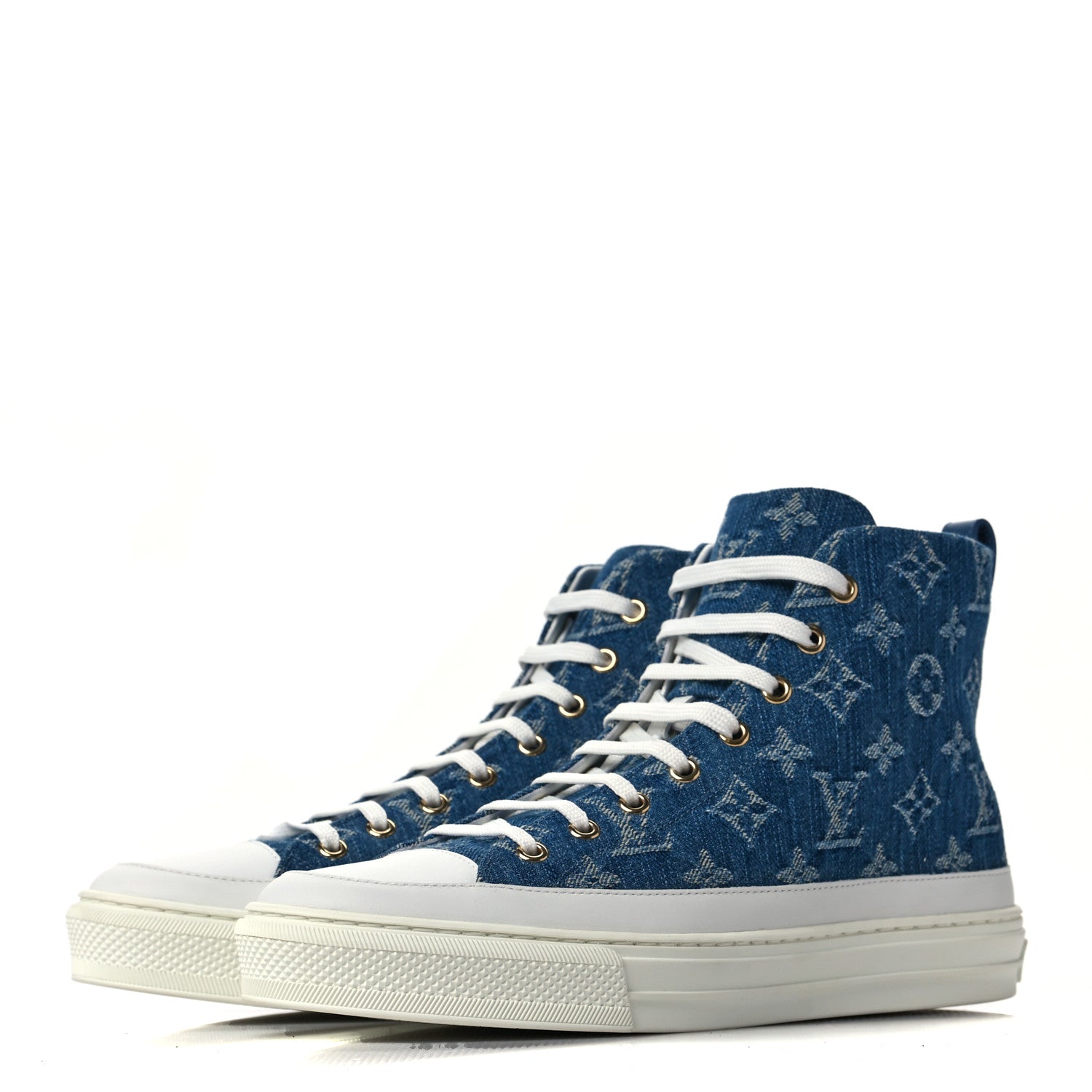 Louis Vuitton Denim Monogram Stellar Sneaker Boots 40 Bleu Jeans Blue 3 of 9