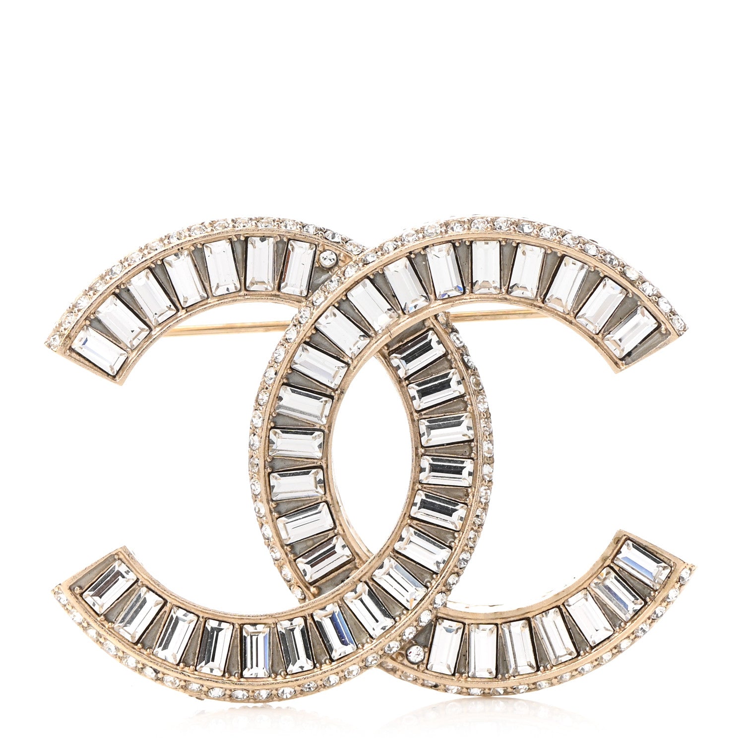 Chanel Baguette Crystal CC Brooch Gold 1 of 5