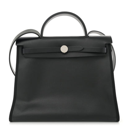 Hermes Toile H Berline Vache Hunter Herbag Zip PM 31 Black Ecru 1 of 7