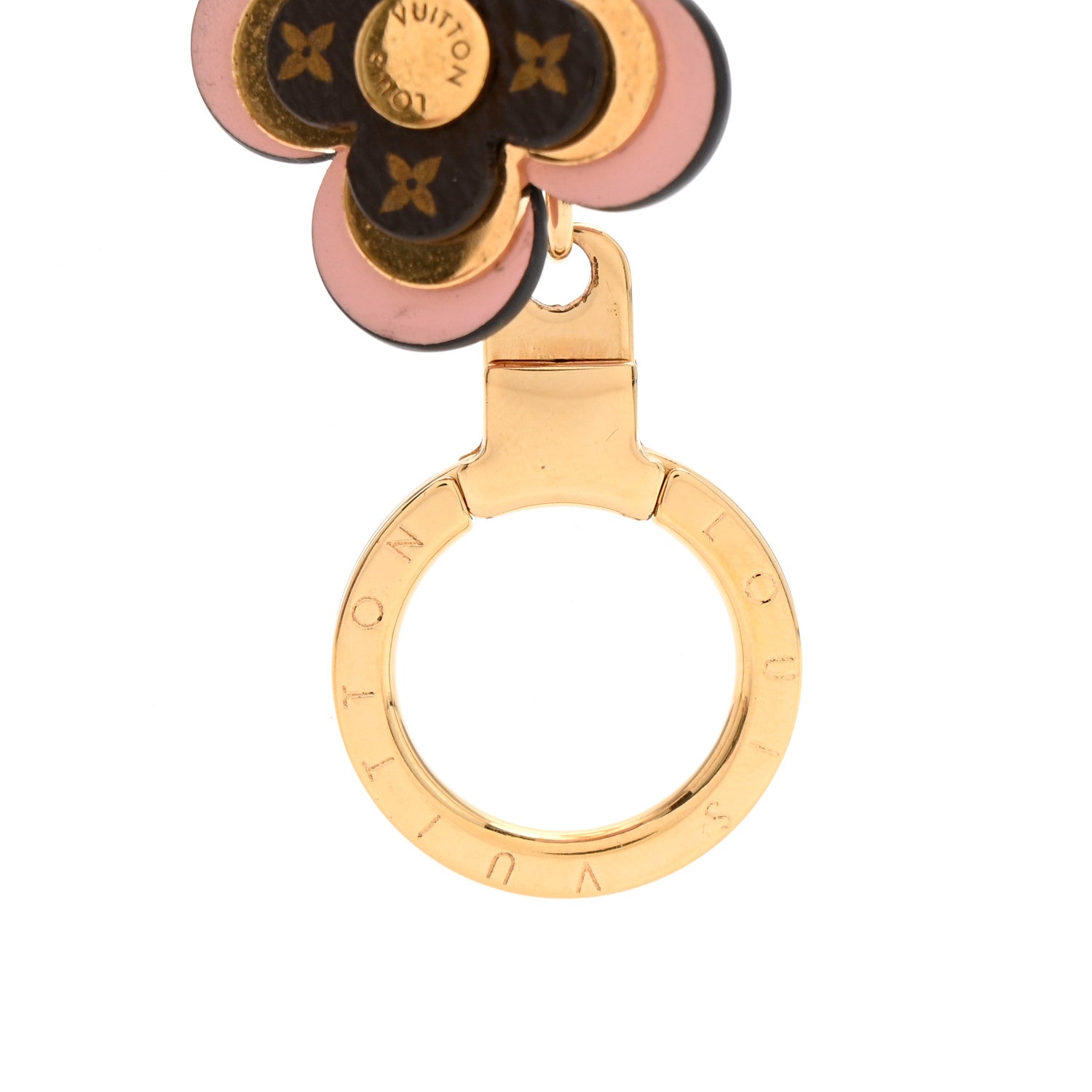 Louis Vuitton Brass Monogram Blooming Flowers Bag Charm Key Holder Rose Ballerine 3 of 5