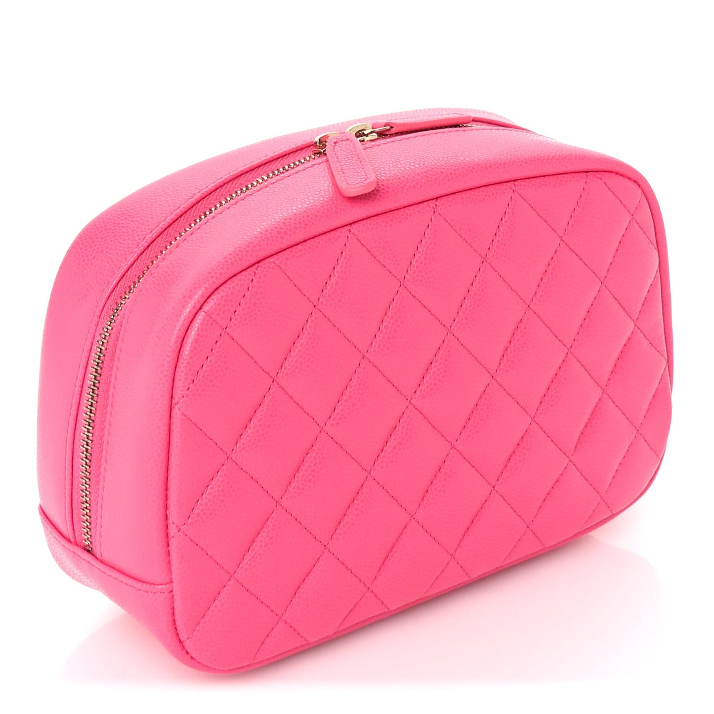 Caviar Quilted Medium Curvy Pouch Cosmetic Case Pink