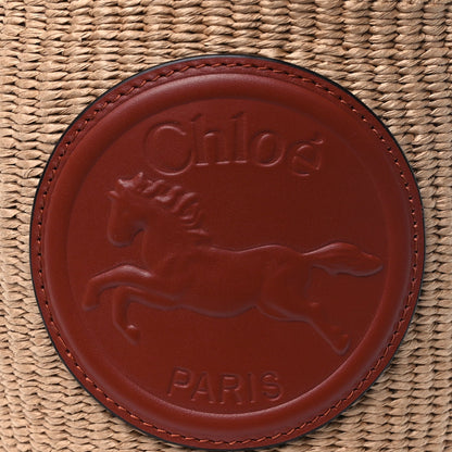 Chloe X MIFUKO Paper Raffia Calfskin Small Horse Medal Bucket Bag Sepia Brown 10 of 14