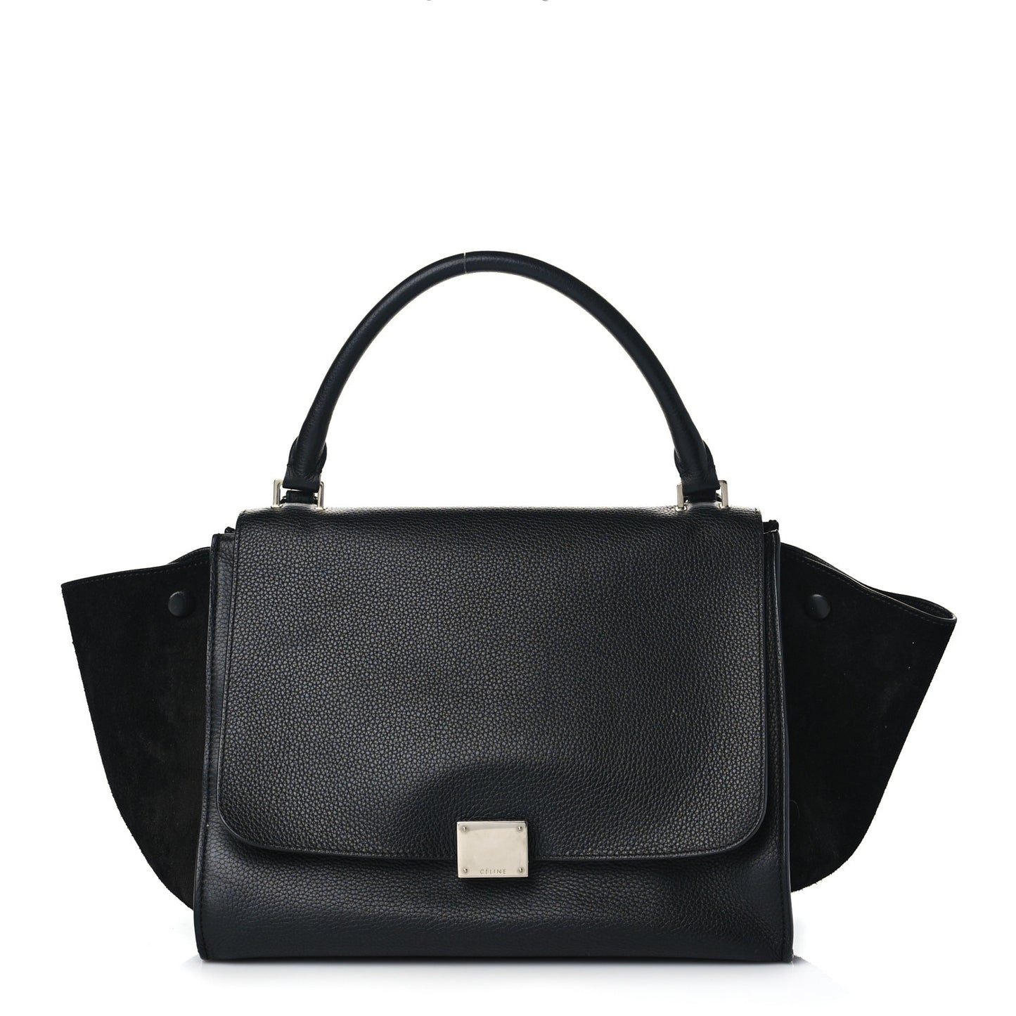 Drummed Calfskin Suede Small Trapeze Black
