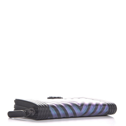 Chanel Calfskin Painted Chevron Embossed Small Boy Zip Wallet Black 4 of 9