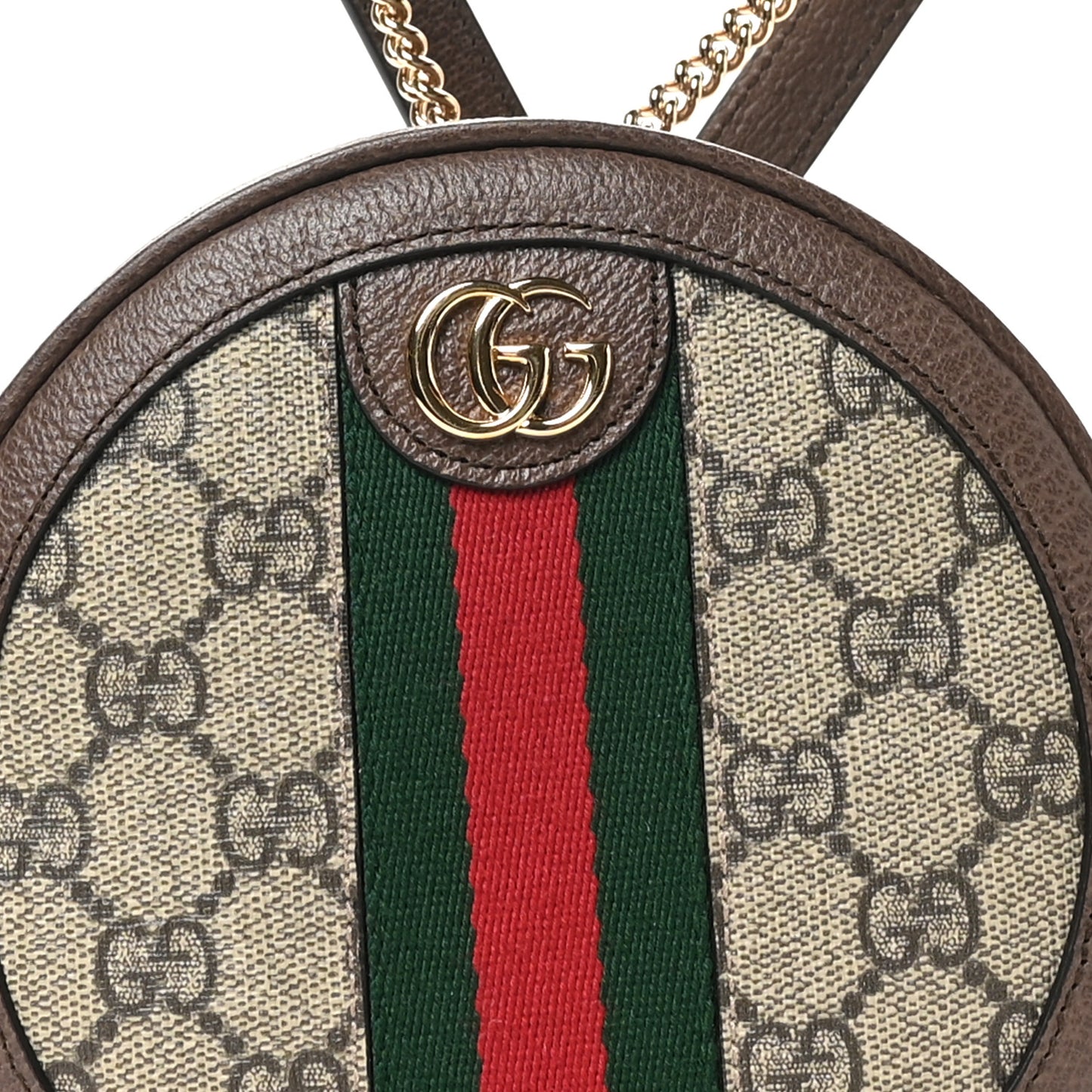 GG Supreme Monogram Web Mini Ophidia Round Backpack Brown
