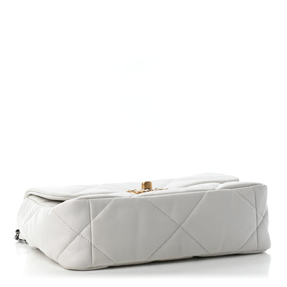 Chanel Goatskin Quilted Medium Chanel 19 Flap White 3 of 5