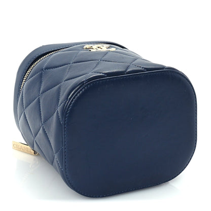 Chanel Lambskin Quilted Trendy Vanity Case Blue 3 of 9