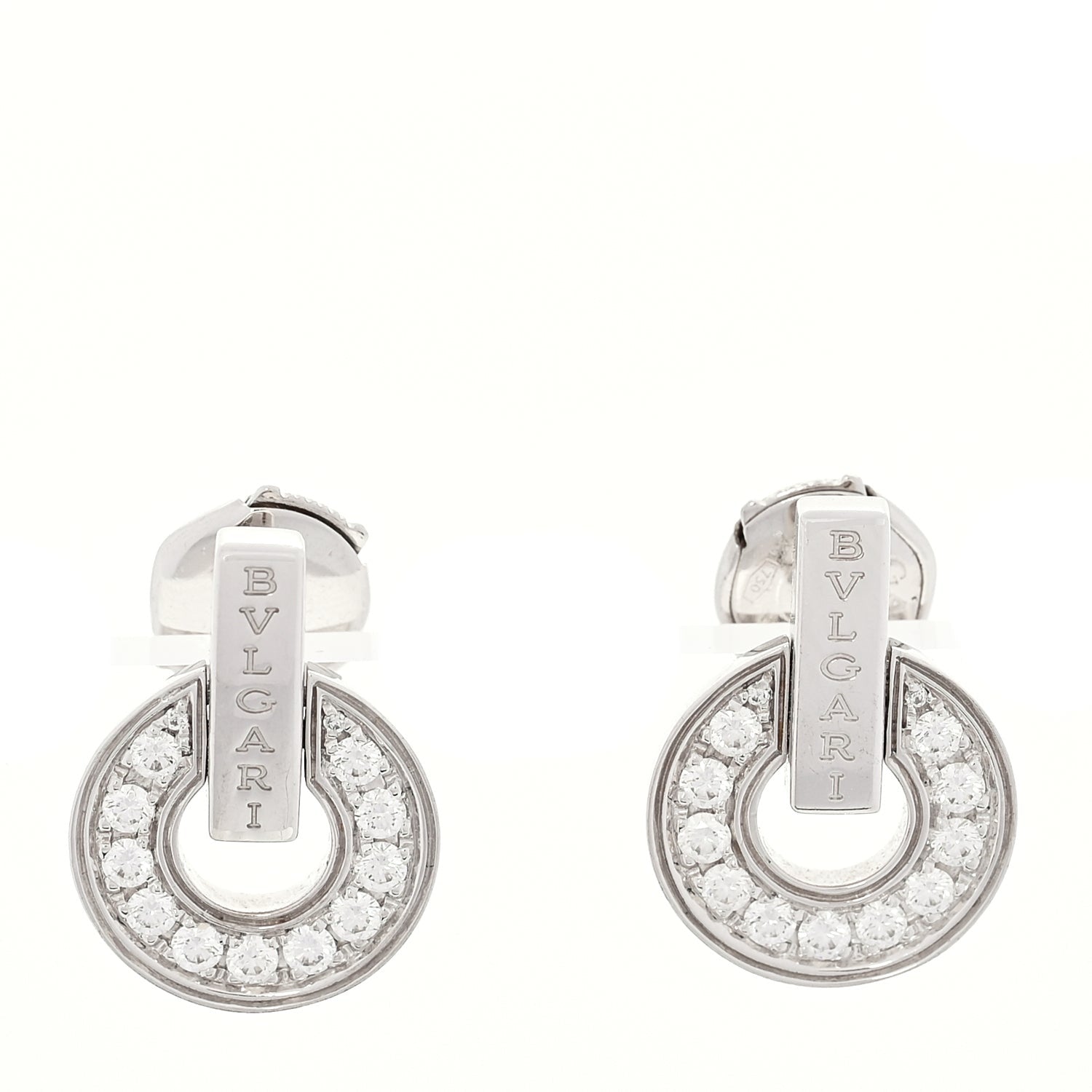 FASHIONPHILE 18K White Gold Diamond BVLGARI BVLGARI Openwork Earrings 1 of 5