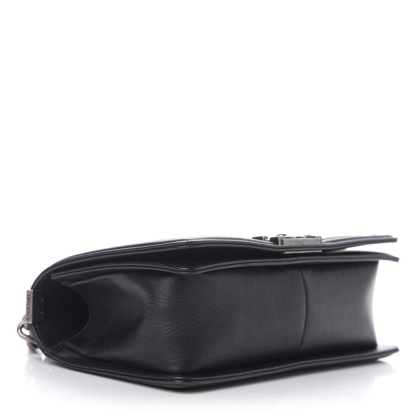 Calfskin Woven Medium Boy Flap Black White