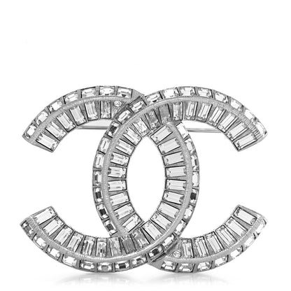 Chanel Baguette Crystal CC Brooch Silver 1 of 4