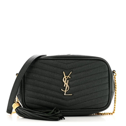 Saint Laurent Grain De Poudre Matelasse Monogram Mini Lou Camera Bag New Vert Fonce 1 of 7