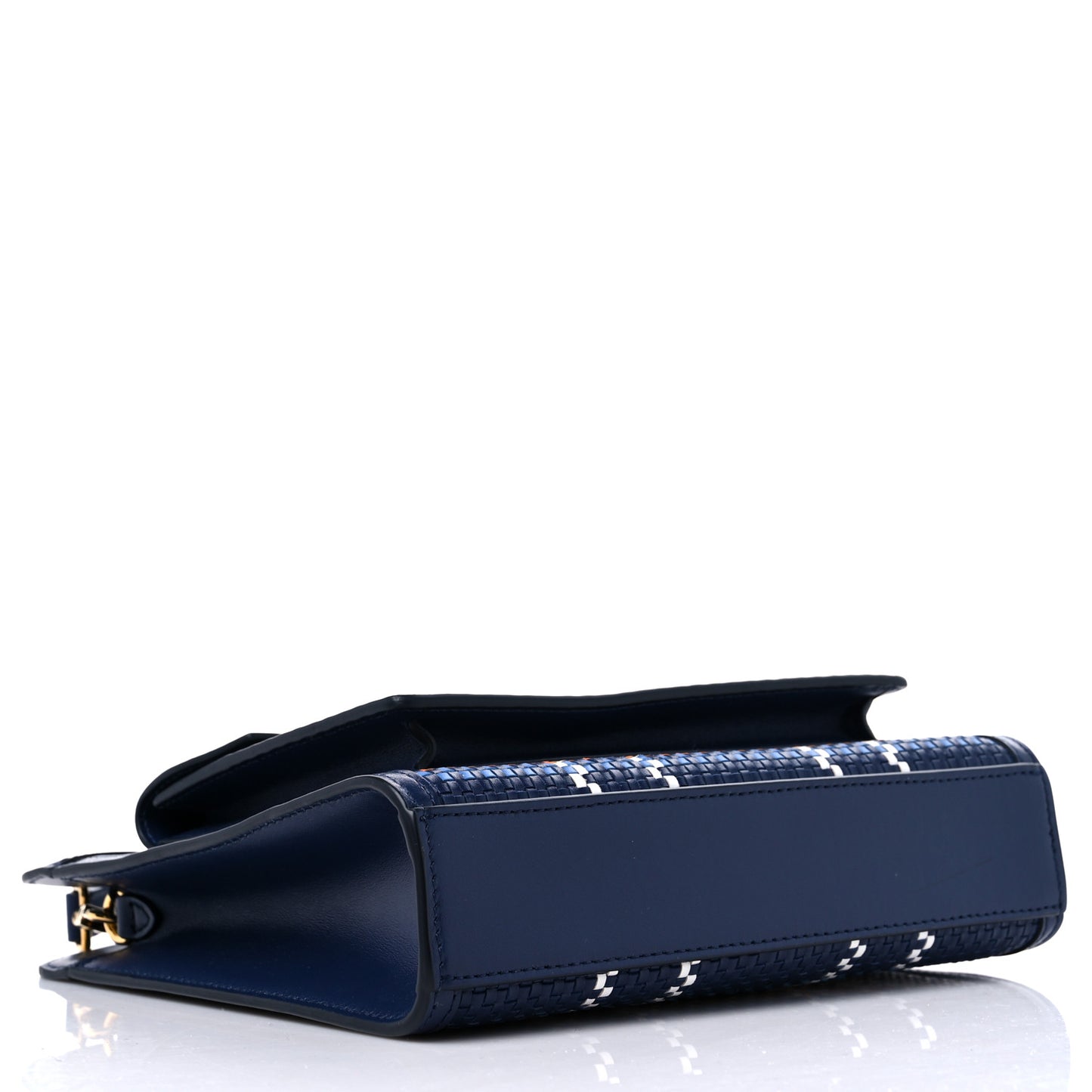 Calfskin Nylon Tartan Mini Pocket Bag Blue White Orange