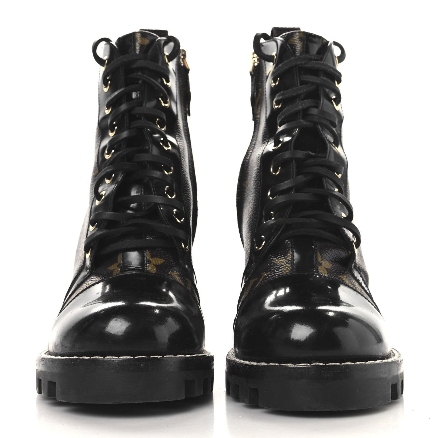 Patent Calfskin Monogram Star Trail Ankle Boots Black