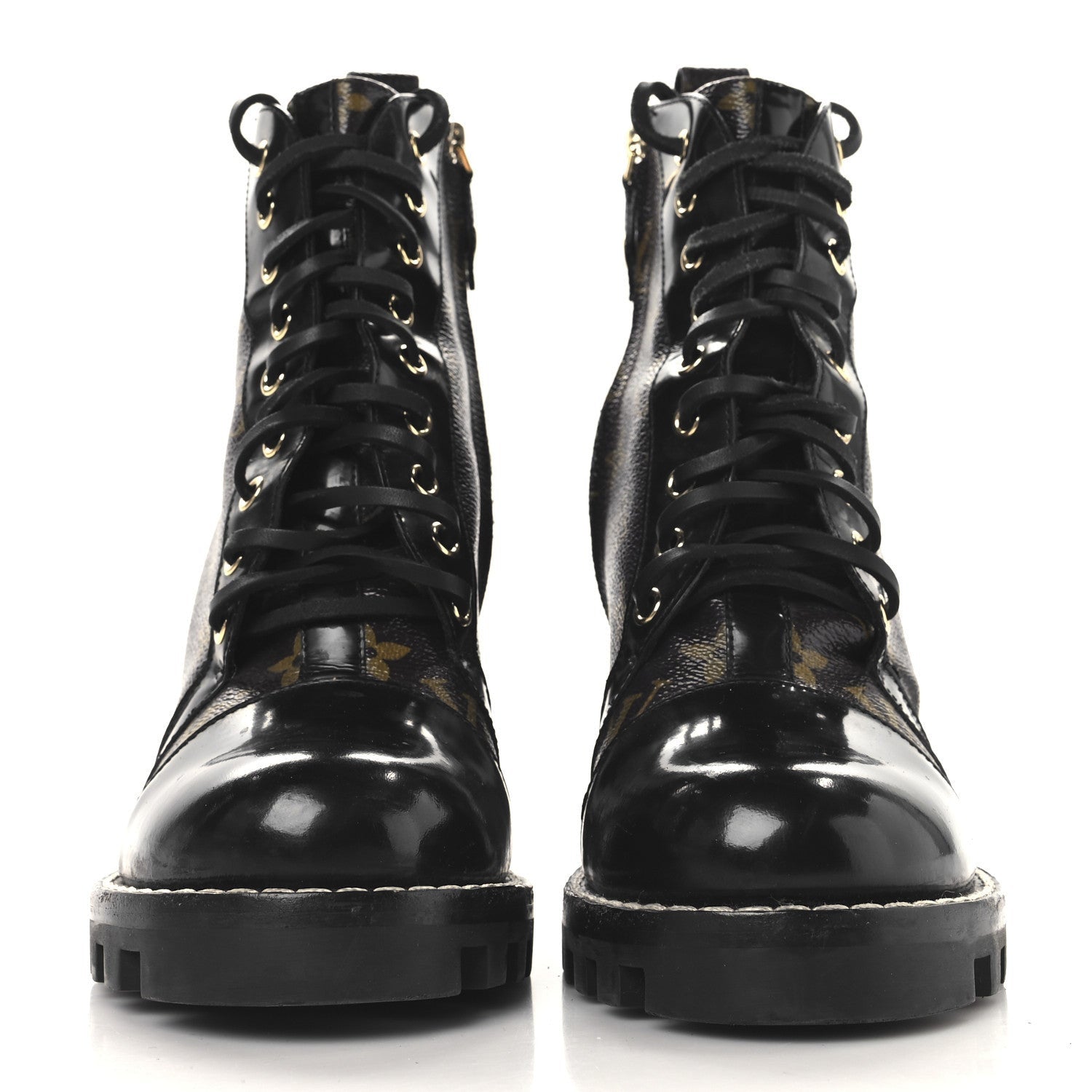 Louis Vuitton Patent Calfskin Monogram Star Trail Ankle Boots Black 3 of 7